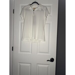 Courte Sport Haley Short Sleeve Zip Up Polo White Large Nwt